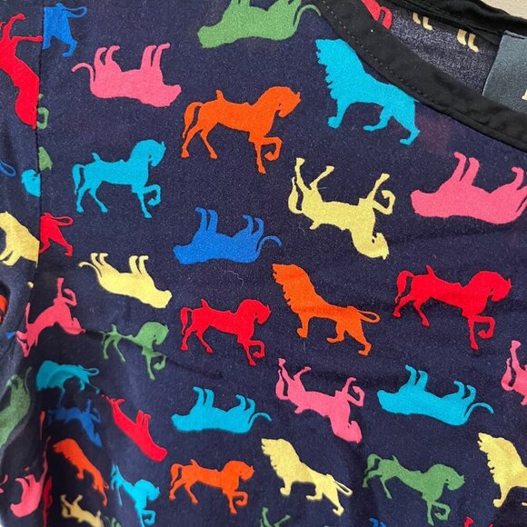 Maeve Womens Bright Multicolor Horse and Lion Print Short Sleeve Rayon Top Size - Picture 3 of 5